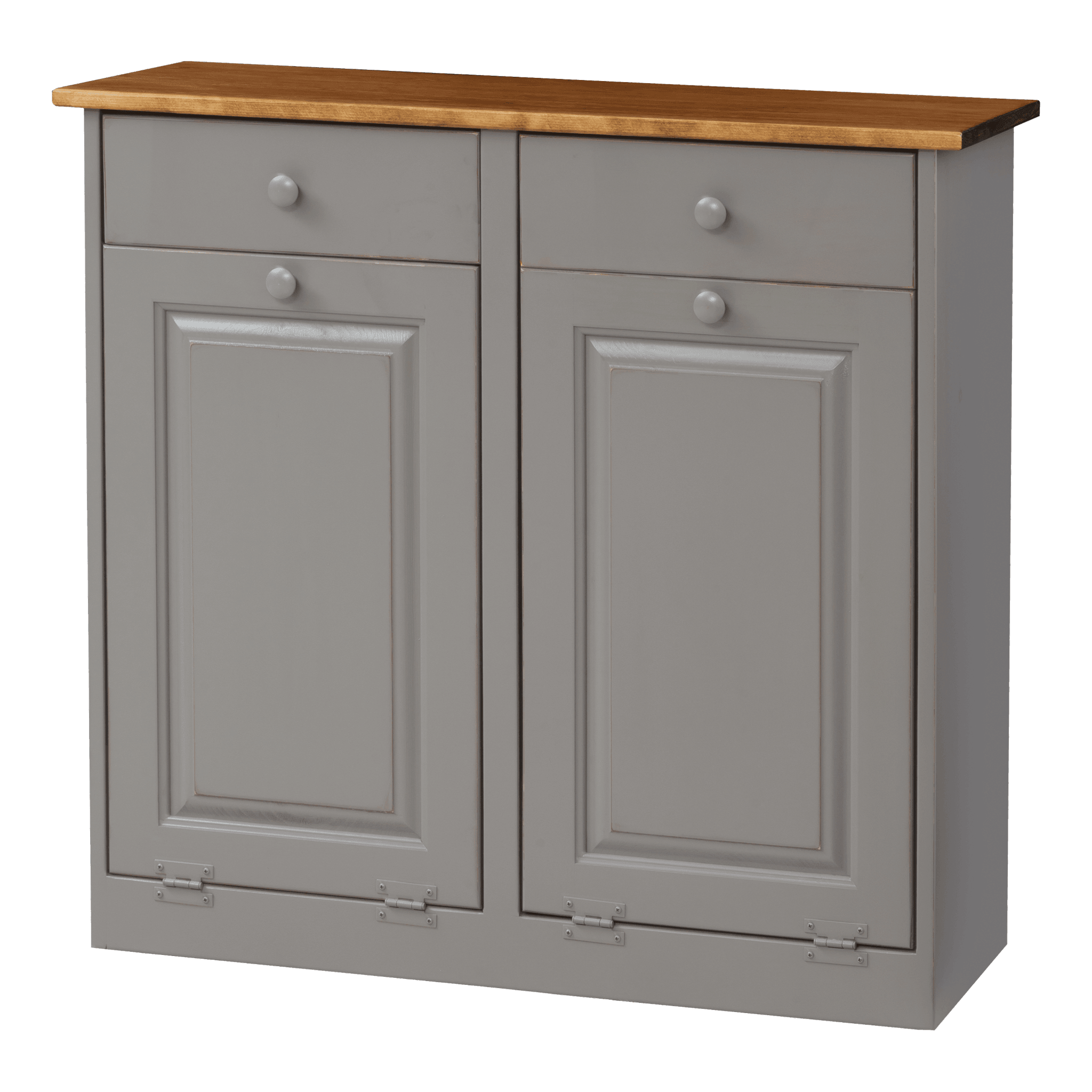 Double Trash Bin Cabinet w Wood