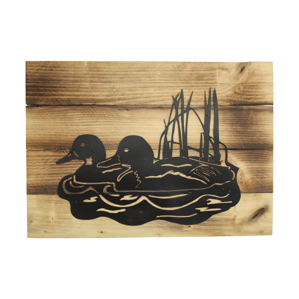 Pallet Wood Frame w Metal Silhouette Art