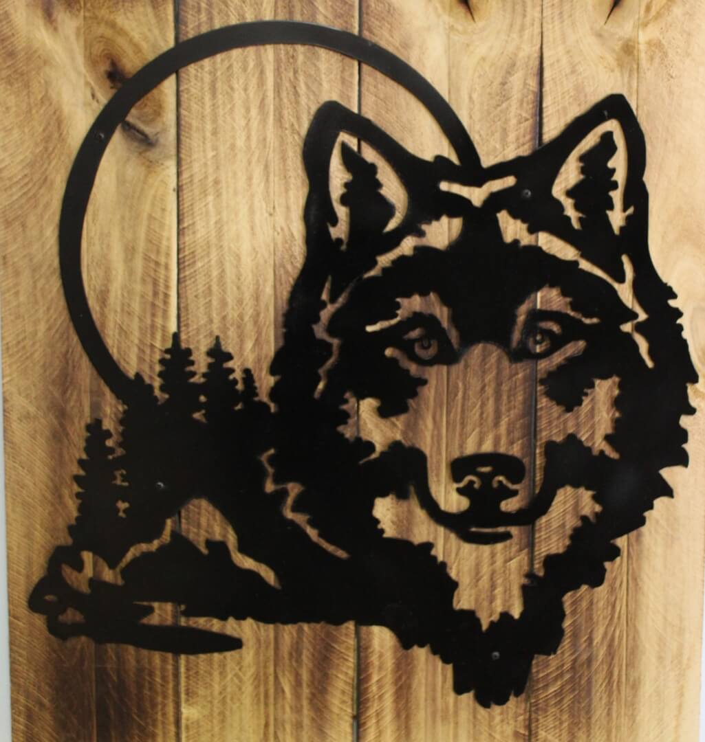 custom wolf metal silhouette